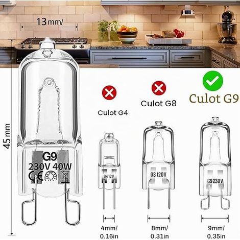 G9 40W 230V 2900K 480LM Dimmable Warm White G9 Halogen Bulb Suitable for oven bulbs, ceiling lamps, wall lamps, cabinet lighting and so on. (1/4)
