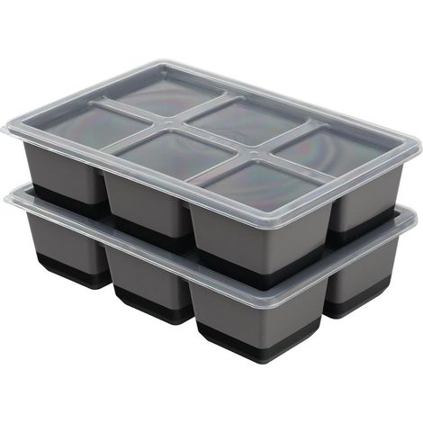 Eiswürfelform Silikon XXL 2er-Pack mit Deckel für 6cm Eiswürfel