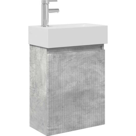 vidaXL Meuble de salle de bain avec robinet Gris béton (1/4)