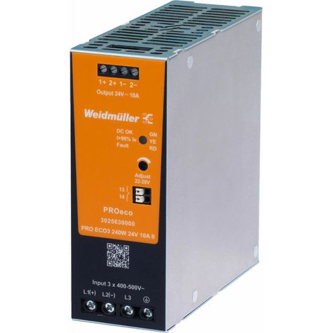 Weidmüller PRO ECO3 240W 24V 10A II Stromversorgung, Schaltnetzgerät, 24 V, 3025630000