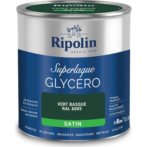 Ripolin – Peinture satinée 0,5L pour bois et métal – Haute résistance aux chocs et rayures – Application intérieure et extérieure – Vert basque RAL 6005