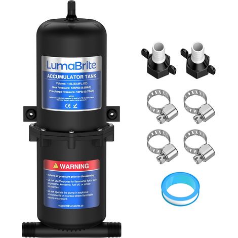Pre-pressurized Accumulator Tank, 1L 125 PSI Pressure Tank to Stabilize Water Pressure and Protect Pump in RVs, Boats and Trailers (1/5)