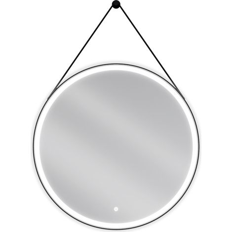 Mexen Reni specchio da bagno illuminato, rotondo 80 cm, LED 6000K, antiappannamento, cornice nera - 9812-080-080-611-70 (1/5)