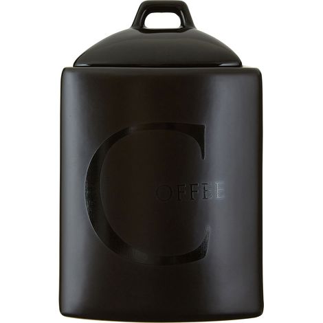 Interiors By Premier Sturdy Design Black Text Coffee Jar, Sleek Ceramic Coffee Jar For Kitchen, Easily Accessible Coffee Jar (1/4)