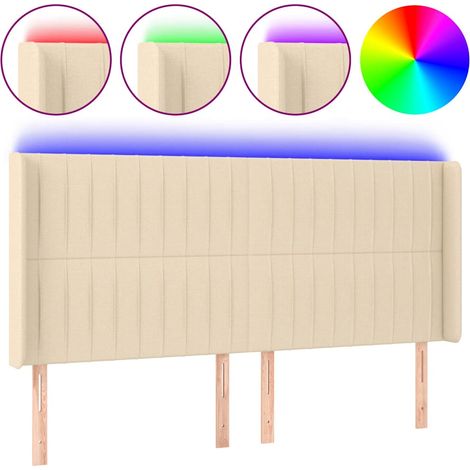 Maison Exclusive - Testiera a LED Crema 203x23x118/128 cm in Tessuto (1/5)