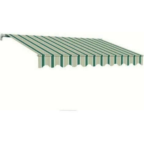 TENDA SOLE AVVOLGIBILE BALCONE BARRA QUADRA 4x2,5 MT RIGATA VERDE BIANCO 4801 (1/2)