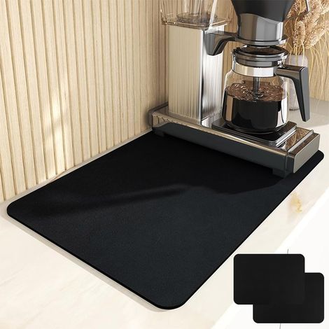 Coffee Machine Drip Mat 2 Pack 50 x 60 cm Quick Dry Drip Mat for Coffee Machine Kitchen Sink Matte Black (1/5)