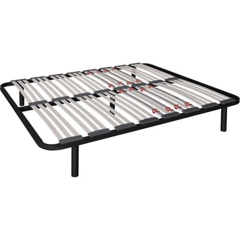 Somier multiláminas con REGULADORES LUMBARES, FIRMEZA Adaptable, Tubo 40x30MM y LÁMINAS de Haya Natural Antideslizantes (Con Patas) 150x200 cm
