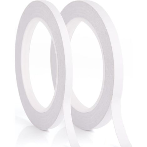 2 rouleaux de ruban adhésif double face pour le bricolage de bureau de classe artisanale avec 25 mètres par rouleau (6 mm et 10 mm) (1/5)