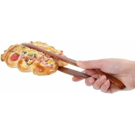 Pinces Alimentaires en Bois, Pince de Cuisson en Bois, Pince Grille Pain, Pince à Pain Grillé, Buffet Pinces, pour Cuisine Camping Grill Buffet Restaurant Patisserie Salade Dessert (Marron) (1/4)