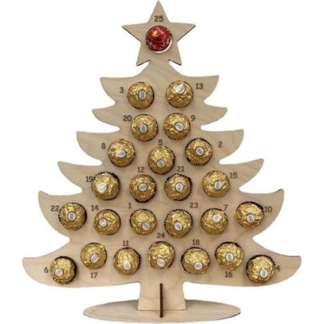 Décoration de Noël - Kit en bois pour calendrier de l'avent avec porte-chocolat - Type Christmas tree (1/4)