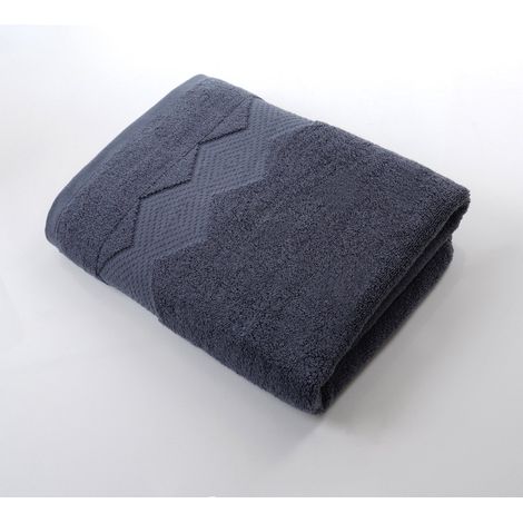 Serviette de bain extra épaisse, 70 x 140 cm, pur coton, serviette de haute qualité, absorbante, pour adultes (hommes et femmes), bleu marine (1/3)