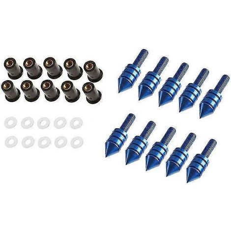 Kit de 10 vis, écrous et rondelles pour pare-brise de moto - Pièces de montage et de modification - Livraison directe - Bleu (1/5)