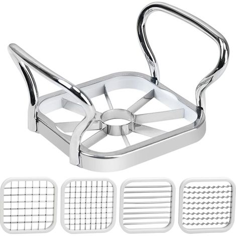 Coupeur de Pommes de Terre-5in 1 Pommes de Terre en Acier Inoxydable Coupe-Fruits Chipper Chopper Maker-Vide Pommes INOX Couper Poires