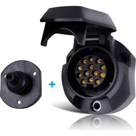 Roleader – Prise remorque 13 broches étanche – Connecteurs ISO 11446 en nylon et cuivre – Conductivité optimale pour remorque 12V