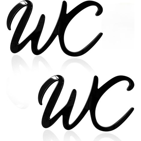2PCS Plaque Toilettes WC 10 15cm, Signaletique Toilettes, panneau de porte autocollant noir, pictogramme adhésif pour salle de bain, bureau, hôtel, restaurant, intérieur et extérieur (1/5)