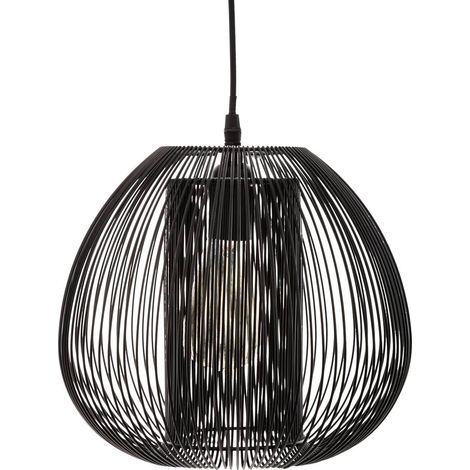Luminaire Suspension en Métal filaire Noir D 28 cm - Atmosphera (1/5)