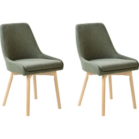 Set di 2 Sedie da Pranzo Gambe in Legno e Tessuto verde scuro Melfort (1/5)