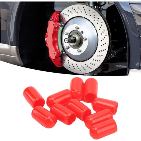 20 capuchons universels pour écrous de freins automobiles en PVC, diamètre intérieur 6 mm, rouges. (1/5)