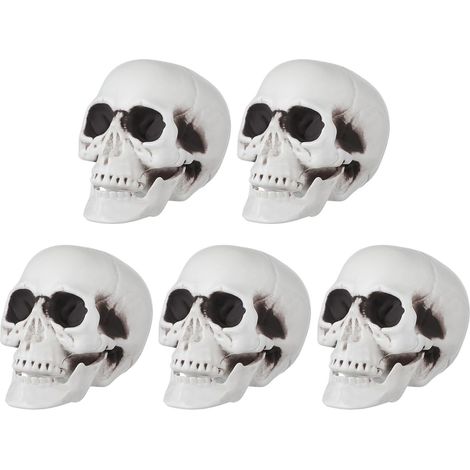 5pièces Lot de Mini Crânes Plastique pour Halloween Figurines de Squelettes Réalistes Décorations Créatives pour Fêtes et Projets Artisanat (1/5)