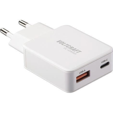 VOLTCRAFT UC-1C1A45W01 Chargeur USB 45 W 1x USB-A, 1x USB-C® Fast Charge, Power Delivery 3.0 blanc G