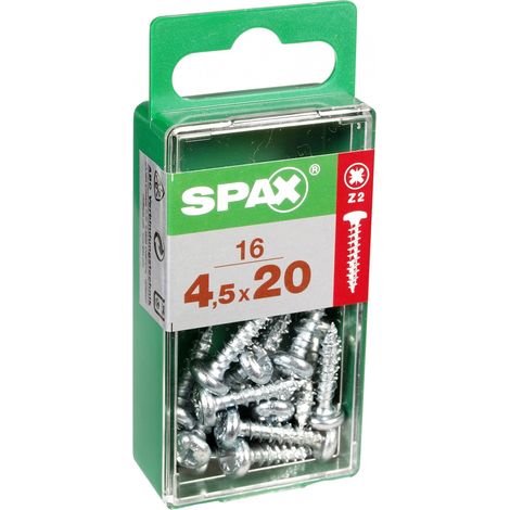 SPAX Lot de 16 vis acier tête ronde torx SPAX, Diam.4.5 mm x L.20 mm