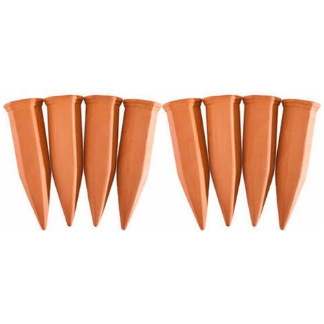 Cône d’arrosage, Terre Cuite, Lot de 8, pour Bouteilles Pet d’1,5 l, jardinières et Plantes en Pot, Terracotta (1/4)