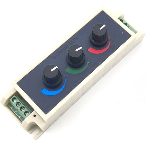 LED dimmer, brightness and light intensity adjustment knob for RGB light strip, three-channel 12-24V controller (red, green and blue).