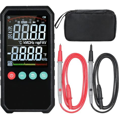 Multimetro digitale LCD ultrasottile da 3,3 pollici, 6000 conteggi True RMS, alta precisione, misurazione intelligente di tensione CA/CC, resistenza, capacità, f (1/5)