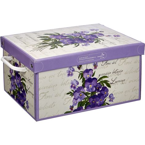 Lavatelli Scatola per armadio in cartone, con coperchio, profumo di Violette, organizer per vestiti e biancheria, per cambio stagione o per confezione regalo, Piccola, 25x35x17,5 cm (1/2)