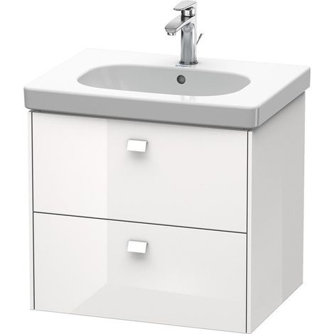 Mobile toilette a parete Duravit Brioso Vanity 62,0 x 46,9 cm, con 2 cassetti, incl. apertura per sifone e grembiule, per lavabo D-Code 034265, Colore (anteriore/corpo): Pine Terra decor, maniglia cromata - BR414501051