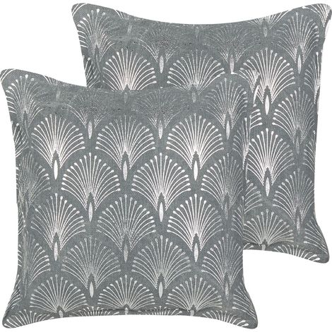 Dekokissen 2er Set HOYA Baumwolle 45 x 45 cm Grau Geometrisches Muster (1/5)