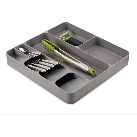Rangement Compact des Couverts, Ustensiles et Accessoires de cuisine, Organisation de cuisine range couvert pour tiroir, Gris (1/5)