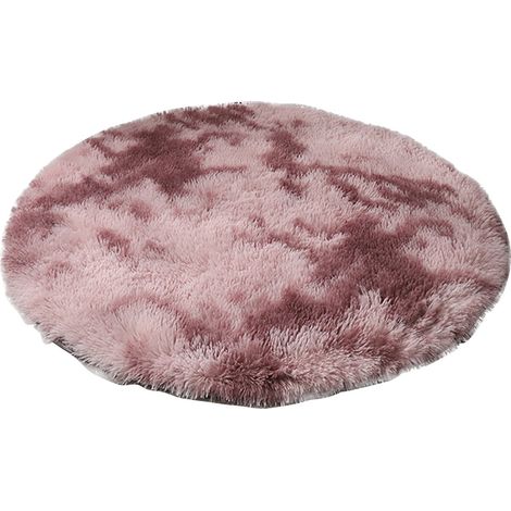 Tapis Ronde - Polyester - Dossier En Caoutchouc Anti-dérapant - Pour Chambre D'enfant Ou De Dortoir - 120 cm - Rose Doré (1/5)