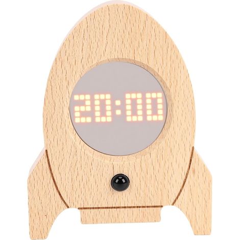 Veilleuse en Bois avec Capteur de Mouvement et Horloge (1/5)