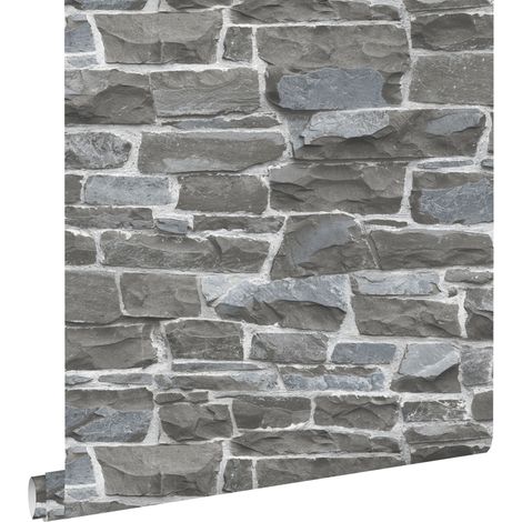 papier peint brique gris foncé - ESTAhome (1/5)