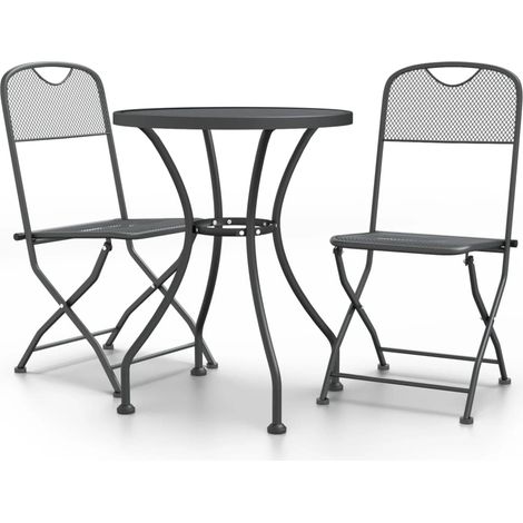 Maison Exclusive - Set da Pranzo per Giardino 3pz Rete Metallica Espansa Antracite (1/5)