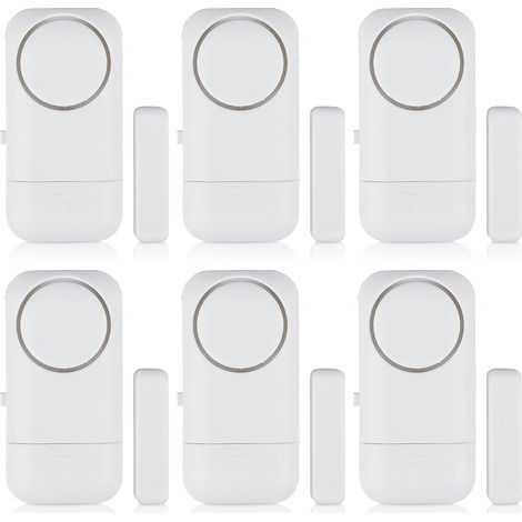 6 alarmes de porte sans fil, 120 dB, capteur d'alarme antivol avec contact magnétique, système d'alarme de sécurité sans fil pour maison, appartement, hôtel, bureau, garage (lot de 6 pièces (1/5)