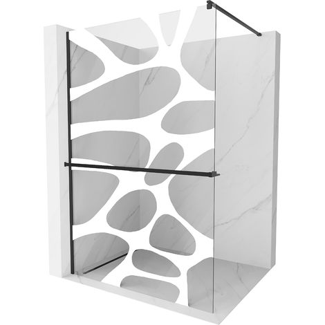 Mexen Kioto+ parete doccia con mensola Walk-in 90 x 200 cm, onda bianca, nera - 800-090-121-70-97 (1/5)