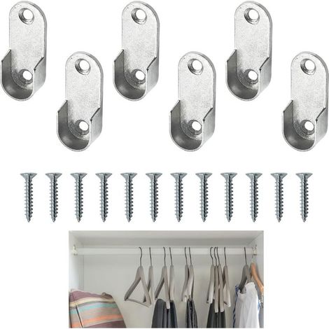 6 supports de tringle de placard en alliage de zinc pour tringle de 16 mm