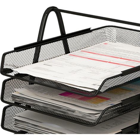 Étagère à dossiers en fer forgé, étagère à documents, étagère à plusieurs niveaux, porte-documents de bureau, étagère grillagée à trois ou quatre niveaux, étagère à 3 niveaux (1/5)