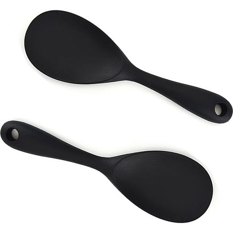 Spatule à riz antiadhésive, cuillère à riz en silicone résistant à la chaleur, cuillère à riz noir pour la cuisine (2 pièces)