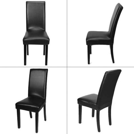 Housses de chaise extensibles en cuir PU, imperméables et résistantes à l'huile, lot de 4 pour siège de salle à manger ou bureau (1/5)