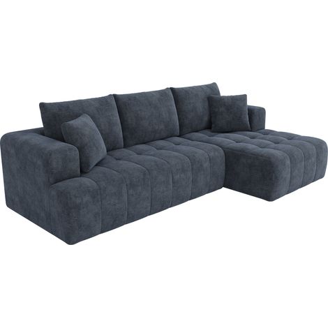 ELVMI Sofá Esquinero Modular para 3-4 Personas Sin Estructura Módulos Combinables Bajo en Chenilla Azul (1/5)