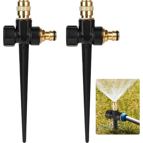 Lawn Sprinkler 360° Rotating Automatic Garden Sprinkler Spiked Stand Sprinkler Adjustable Automatic Watering System for Lawn, Garden, Plants (1/5)