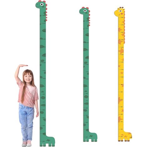 2 Pièces Toise Murale Enfant, 20-180cm Mesure Taille Enfant, Mètre Mural pour Enfants Dinosaure et Girafe, Règle Hauteur Murale pour Chambres, Chambres D'enfants, Salles de Jeux, Bureaux et Nurseries (1/5)