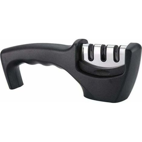 Aiguiseur Couteaux, 3 en 1 Aiguiseur de Couteaux Professionnel, Manuel Affuteur Couteaux Affûteur, Eguiseur de Couteau pour Couteaux en Acier Inoxydable de Toutes Tailles(Noir), (1/4)