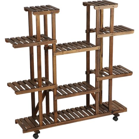 Yaheetech – Étagère à fleurs en bois sapin – 9 tablettes – Dimensions 124,5 x 33 x 120 cm – Capacité 60 kg sans roues – Pour intérieur et extérieur (1/5)
