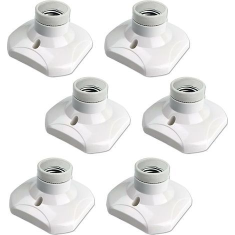 Douille Plafond E27 à Visser, Douille E27 Garage, AC 220-240V, Support Douille pour Ampoule LED, Base Plafonnier Culot E27, Base de Lampe Plastique Blanche pour Lampe au Mur, lot de 6 (1/5)
