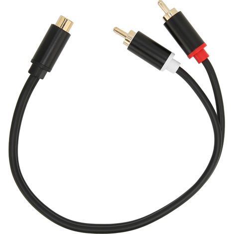 2 câbles RCA femelle vers 2 câbles RCA mâle en Y plaqués or pour caisson de basses, lecteurs CD, amplificateurs et téléviseurs. (1/5)